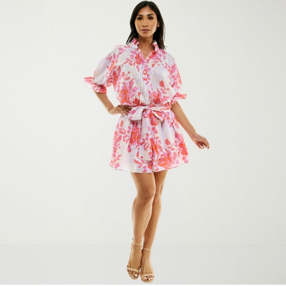 Premier Amour Womens Short Sleeve Floral Fit&Flare Dress Size 14 Feminine cotton